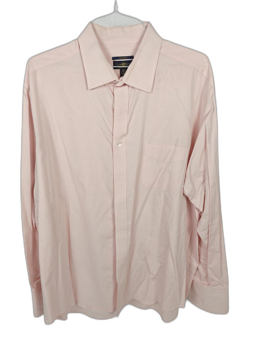 Club Room Men's Pink Pinpoint Dress Shirt 18.5 36/37 French Cuff 100% Cotton